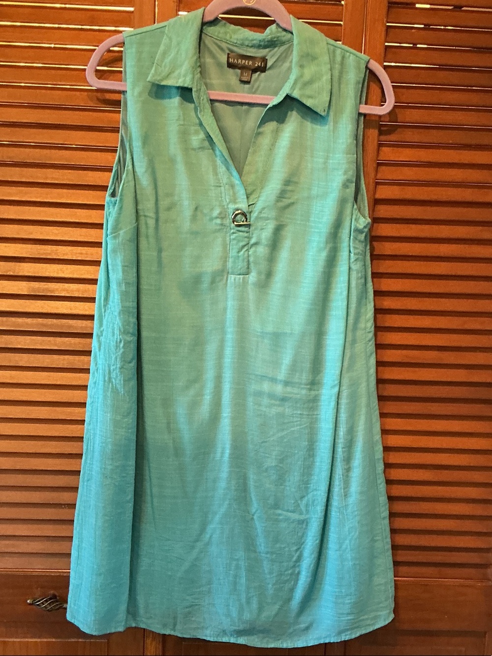 Harper Sleeveless Collared Dress in Aqua Teal